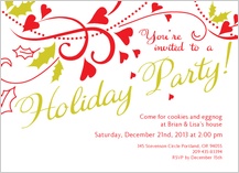 Holiday Party Invitations - holly hearts party invitation Holiday Party Invitations - holly hearts party invitation
