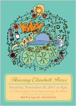 Birth Announcement - baby carriage - baby shower invitation
