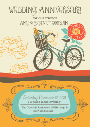 Anniversary Party Invitation - Wedding Anniversary - Vintage Bike