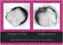Multiples Birth Announcement with photo - animal print