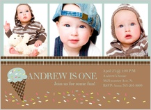 Birthday Party Invitation - ice cream 1st birthday