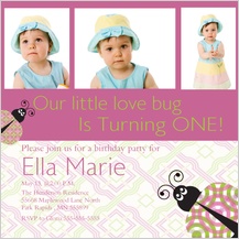Birthday Party Invitation with photo - love bug 1st brithday party Birthday Party Invitation with photo - love bug 1st brithday party