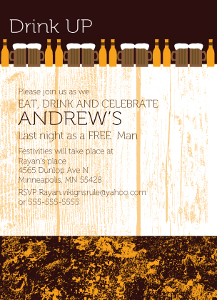 Bachelor Party Invitation - Drink Up Bachelor