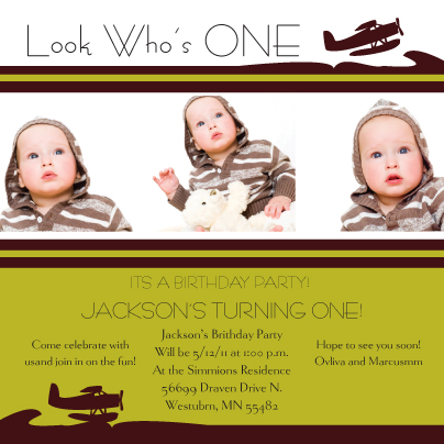 Birthday Party Invitation with photo - Flying 1st Birthday