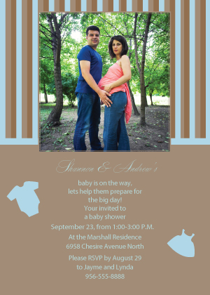 Baby Shower Invitation - Brown Stripe Baby Shower
