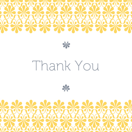 Wedding Thank You Card - yellow & gray flourish