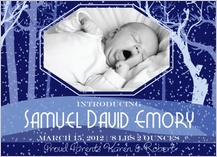Birth Announcement - birth announcement - snow on cedars