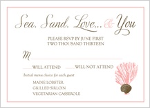 Response Card with menu options - sea. sand. love Response Card with menu options - sea. sand. love
