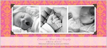 Birth Announcement with photo - funky baby damask