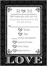 Response Card with menu options - love