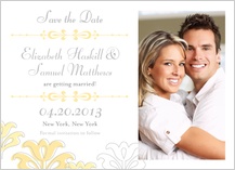 Save the Date Card with photo - floral damask