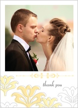 Wedding Thank You Card with photo - floral damask