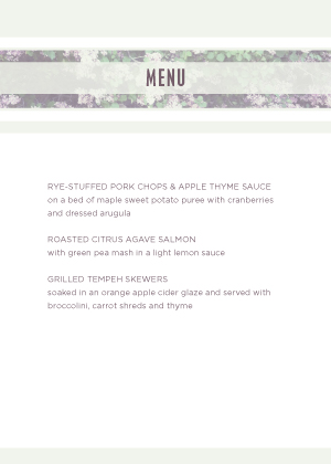 Menu - Lilac & Wood