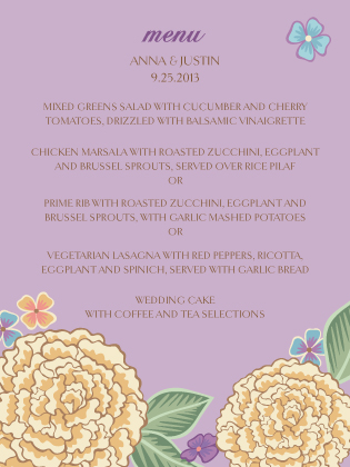 Menu - Blooming Gold
