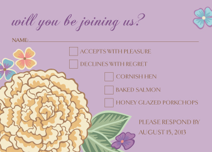 Response Card with menu options - Blooming Gold