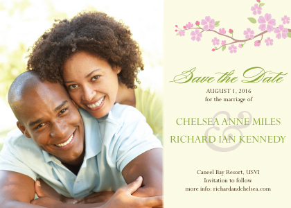 Save the Date Card with photo - Cherry Blossom
