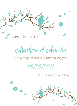 Save the Date Card - Love Birds