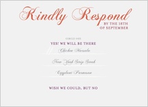 Response Card with menu options - elegant swoops Response Card with menu options - elegant swoops