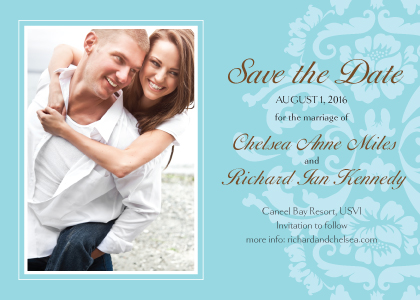 Save the Date Card with photo - Classic Damask