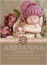 Birth Announcement with photo - baby gril spring bloom