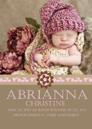 Birth Announcement with photo - Baby Gril Spring Bloom