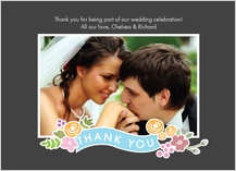 Wedding Thank You Card with photo - enchanted flowers banner