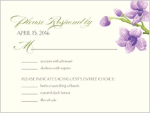 Response Card with menu options - elegant orchids