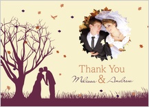Wedding Thank You Card with photo - fall leaf