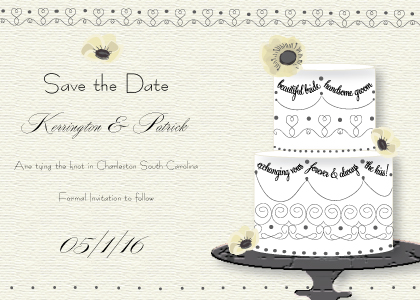 Save the Date Card - Wedding Cake (Words)