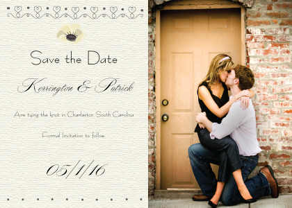 Save the Date Card with photo - Wedding Cake (Words)
