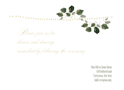 Wedding Greenery. Card Detail: Reception Card Wedding Greenery. Card Detail: Reception Card