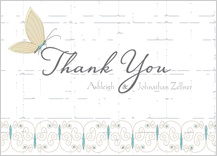 Wedding Thank You Card - butterfly wedding bouquet
