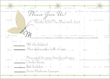 Response Card with menu options - butterfly wedding bouquet
