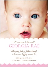Birth Announcement with photo - baby lace