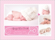 Birth Announcement with photo - baby safety pin