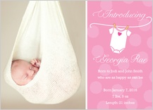 Birth Announcement with photo - baby onesie with heart