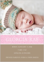 Birth Announcement with photo - baby swirl banner