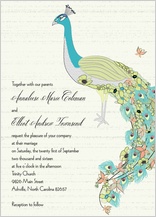 Wedding Invitation - peacock butterfly flower garden