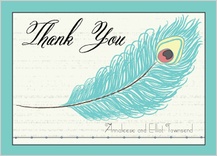 Wedding Thank You Card - peacock butterfly flower garden