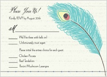 Response Card with menu options - peacock butterfly flower garden