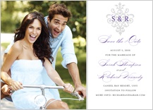 Save the Date Card with photo - damask monogram Save the Date Card with photo - damask monogram