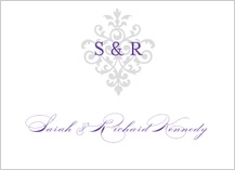 Wedding Thank You Card - damask monogram