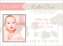 Birth Announcement with photo - baby flowers