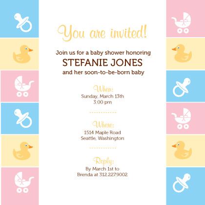 Baby Shower Invitation - Baby Border