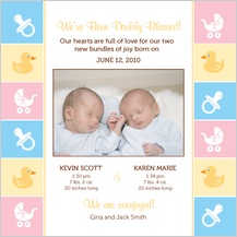 Multiples Birth Announcement with photo - baby border