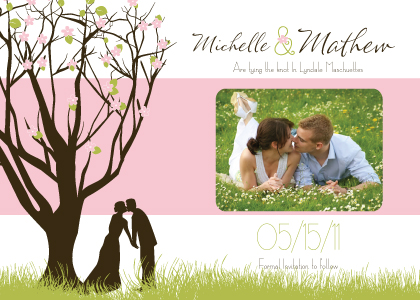 Save the Date Card with photo - Spring Apple Blossom