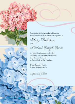 Blue And Gold Hydrangea Wedding Invitations Digby Rose Blue And Gray Hydrangea Pocket Wedding Invitations Ewpi097 As Low 1 69