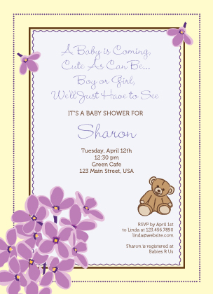 Baby Shower Invitation - Lilac Baby Shower