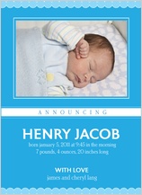Birth Announcement with photo - ruffle blue