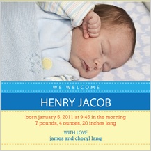 Birth Announcement with photo - baby stripes